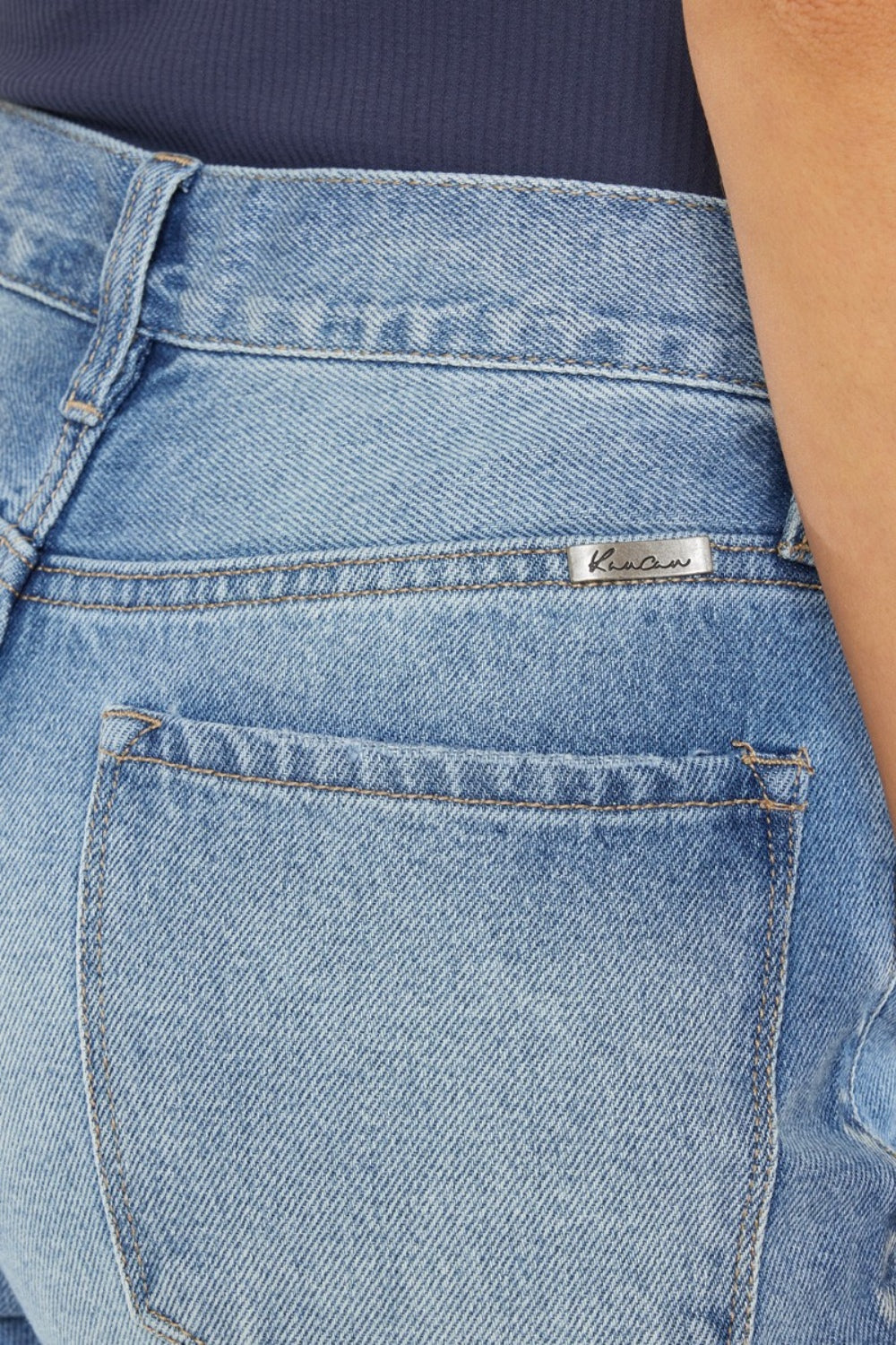 KanCan High Waist Chewed Up Straight Mom Jeans