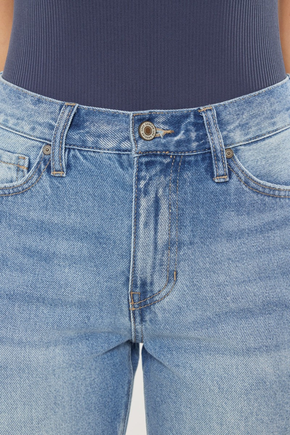 KanCan High Waist Chewed Up Straight Mom Jeans