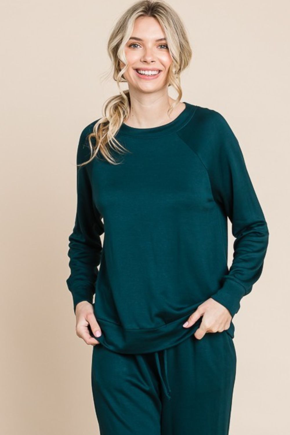 Super Lady Raglan Sleeve Top and Drawstring Pants Lounge Set