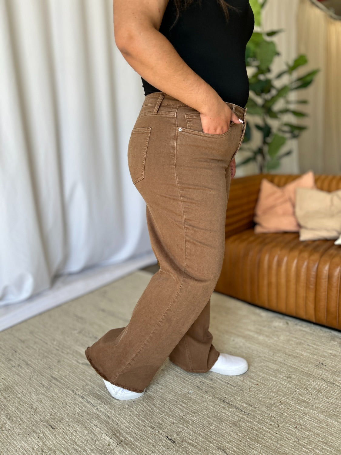 RFM High Rise Garment Dyed Wide Leg Jeans