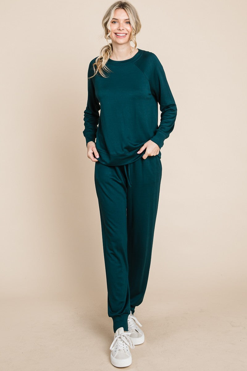 Super Lady Raglan Sleeve Top and Drawstring Pants Lounge Set