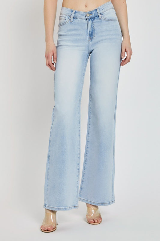 RISEN  Wide Leg V Dipped Front Waist Jeans