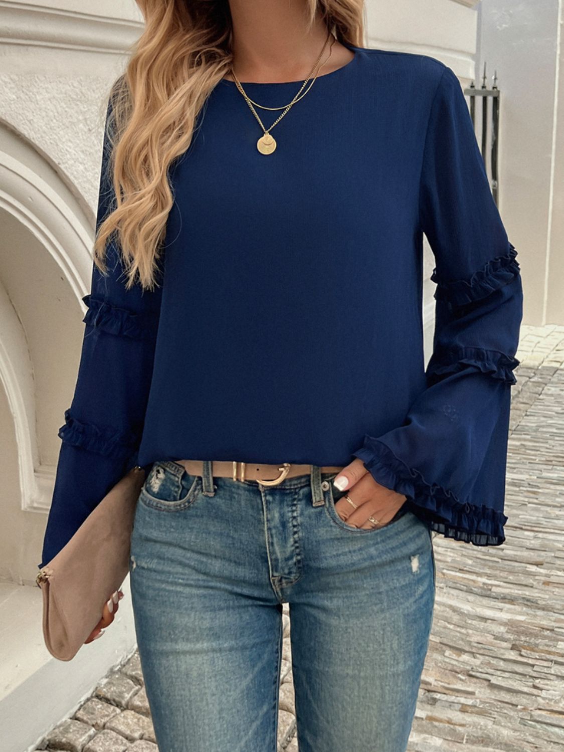 Devine Frill Long Sleeve Top