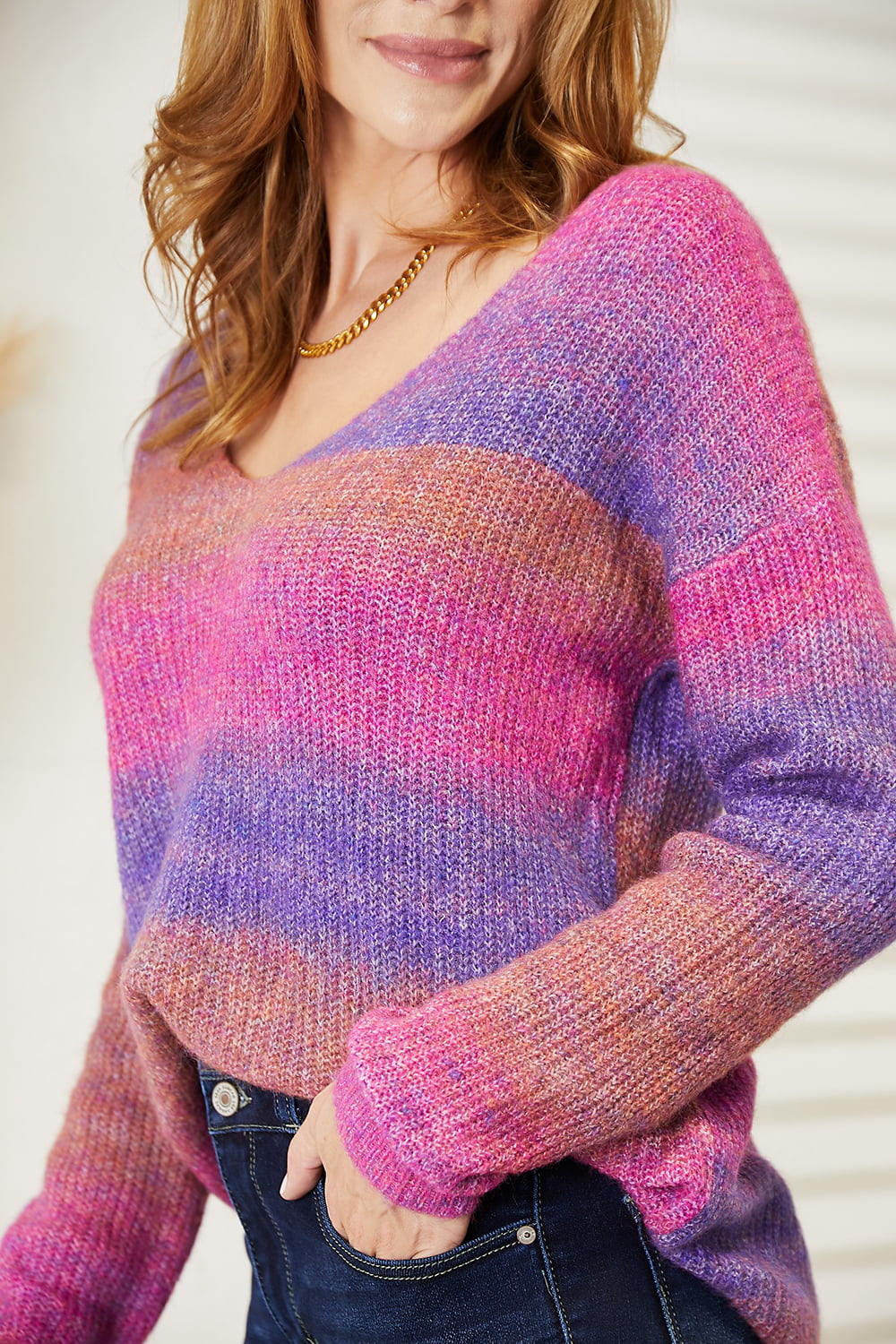 Multicolored Rib-Knit Sweater