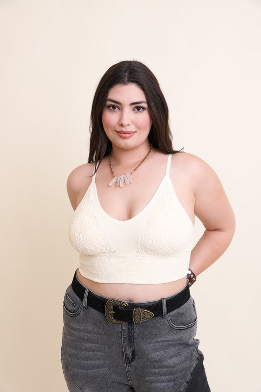 Seamless Padded Textured Brami- Plus Size