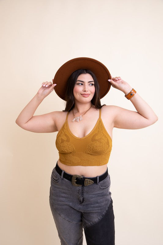Seamless Padded Textured Brami- Plus Size