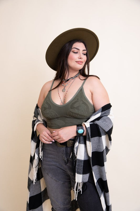 Seamless Padded Textured Brami- Plus Size