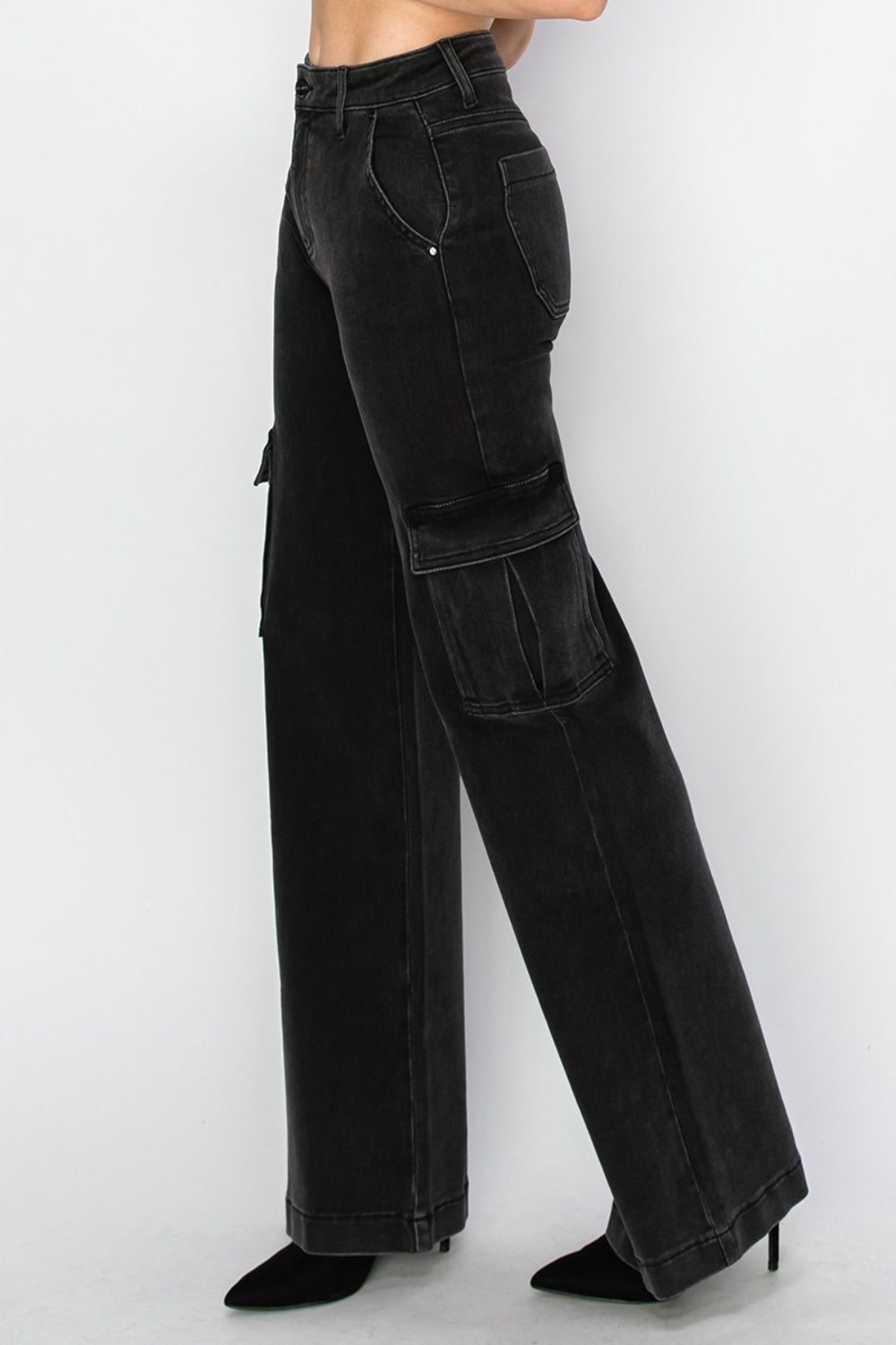 Risen  High Rise Wide Leg Cargo Jeans