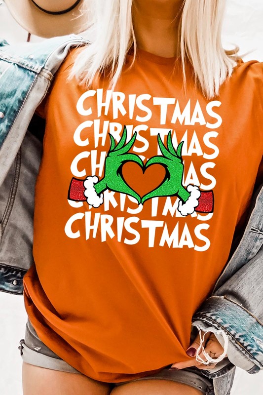 Grinch Heart Christmas Tee