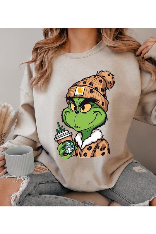 Leopard Grinch Fleece Sweatshirt