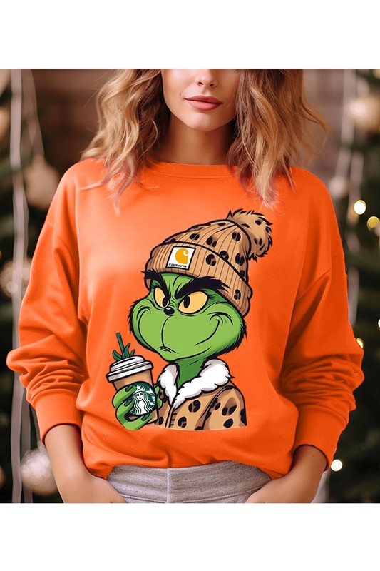Leopard Grinch Fleece Sweatshirt