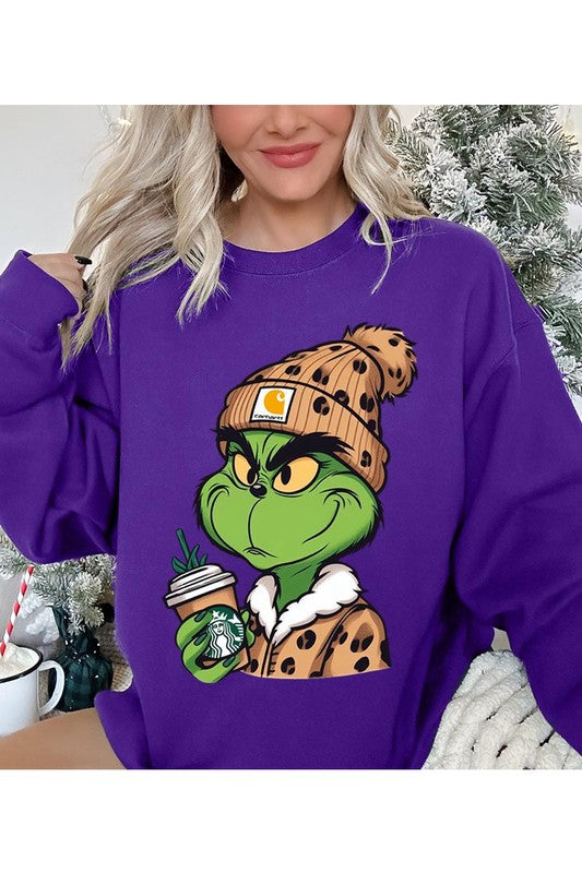 Leopard Grinch Fleece Sweatshirt