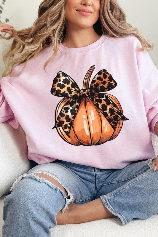 Coquette Bow on Pumpkin Fleece Sweatshirt