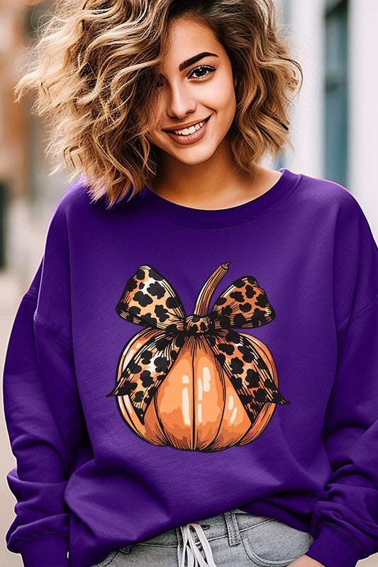 Coquette Bow on Pumpkin Fleece Sweatshirt