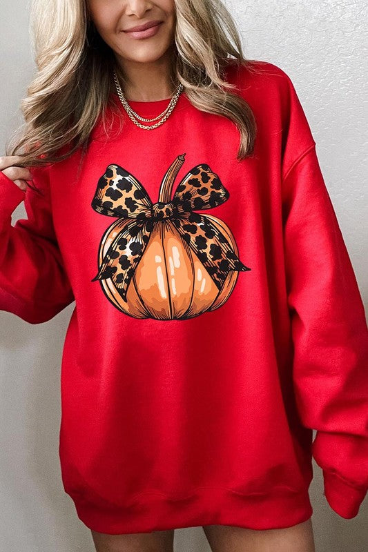 Coquette Bow on Pumpkin Fleece Sweatshirt