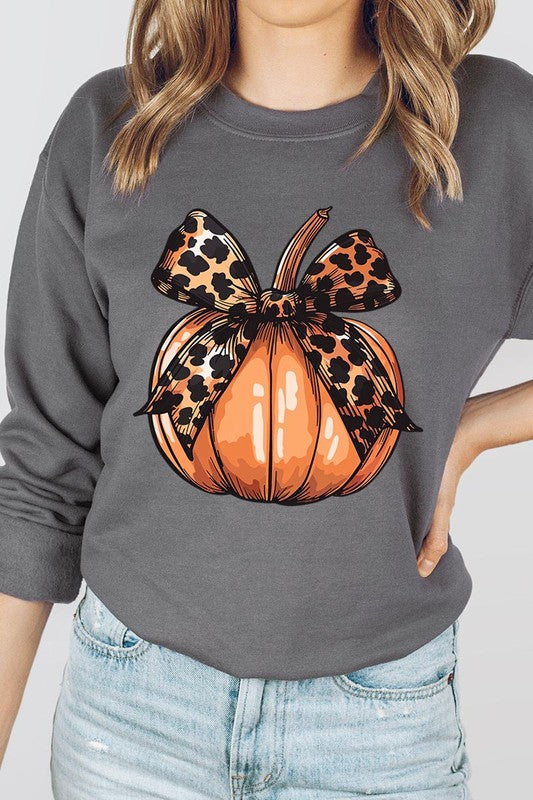 Coquette Bow on Pumpkin Fleece Sweatshirt