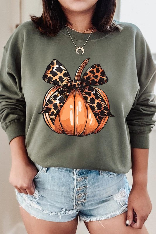 Coquette Bow on Pumpkin Fleece Sweatshirt
