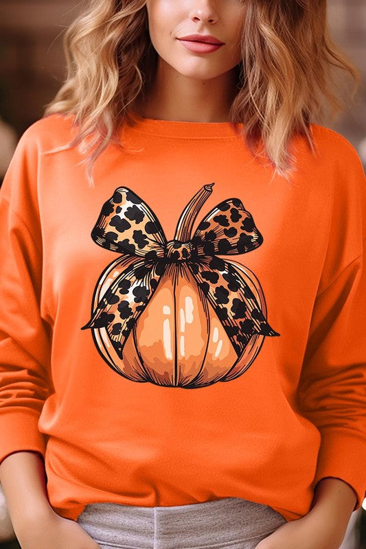 Coquette Bow on Pumpkin Fleece Sweatshirt