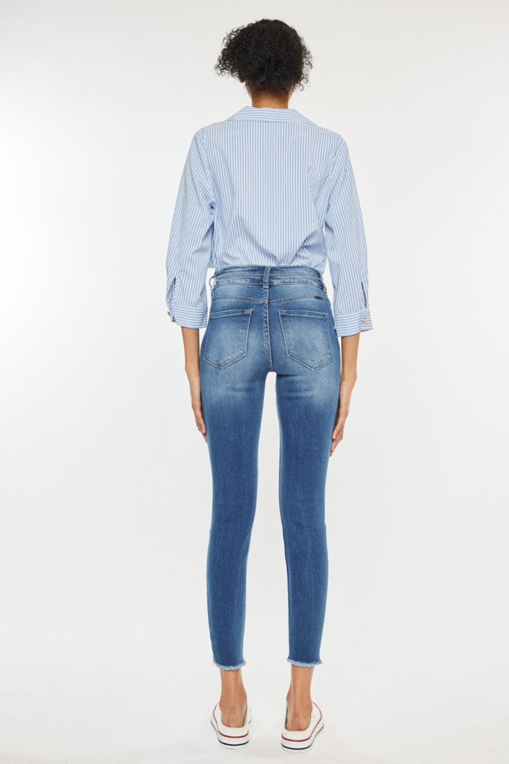 KanCan Distressed Raw Hem High Waist Jeans