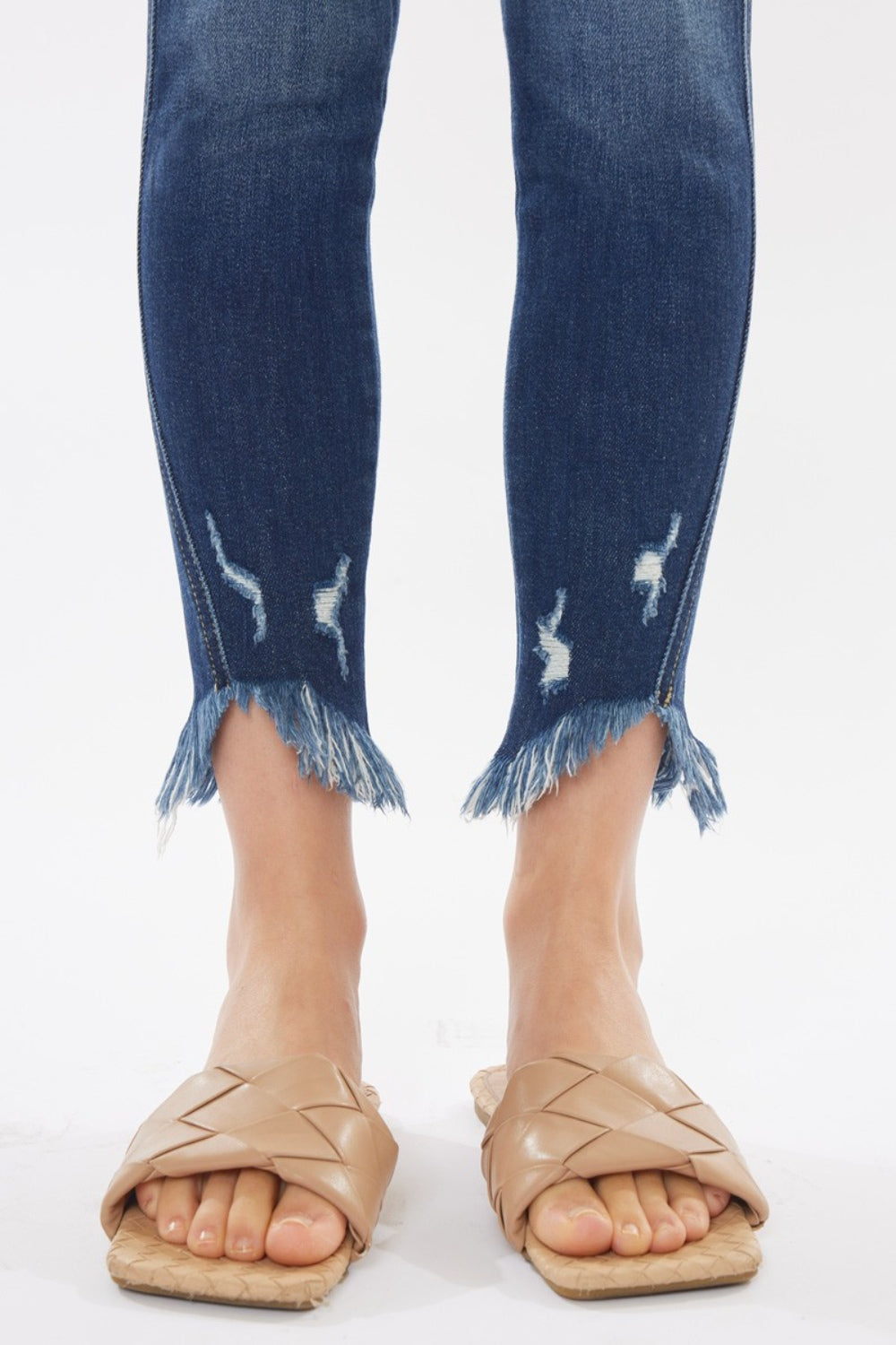 KanCan Raw Hem High Waist Cropped Jeans