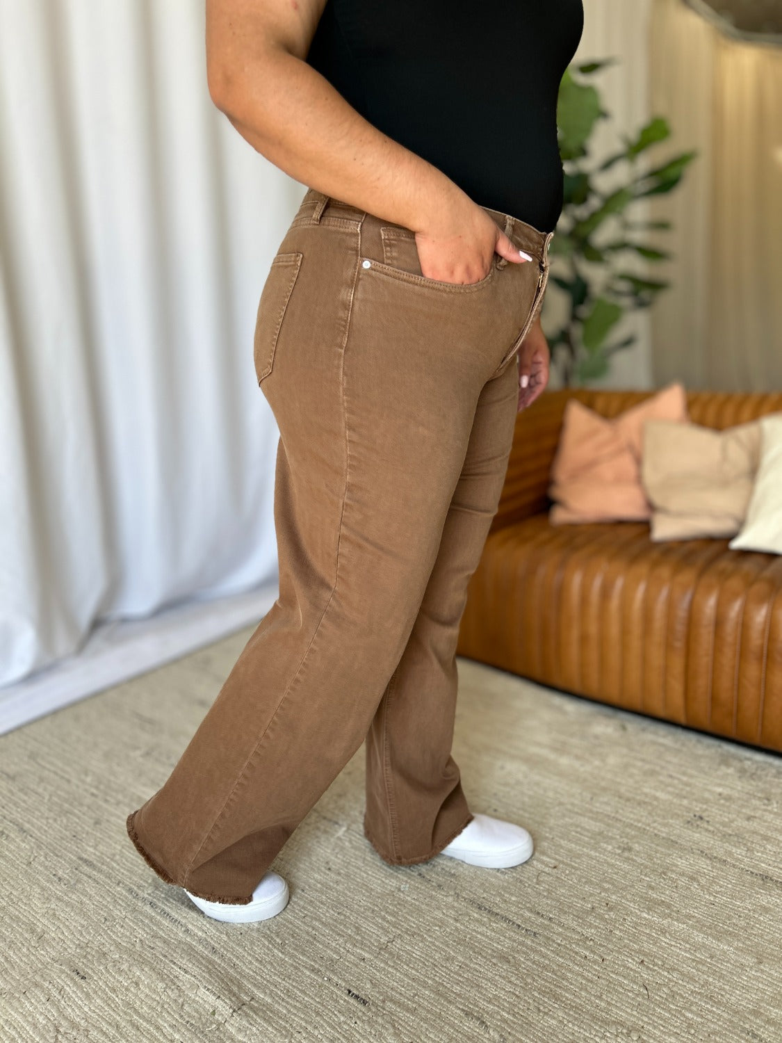 RFM High Rise Garment Dyed Wide Leg Jeans