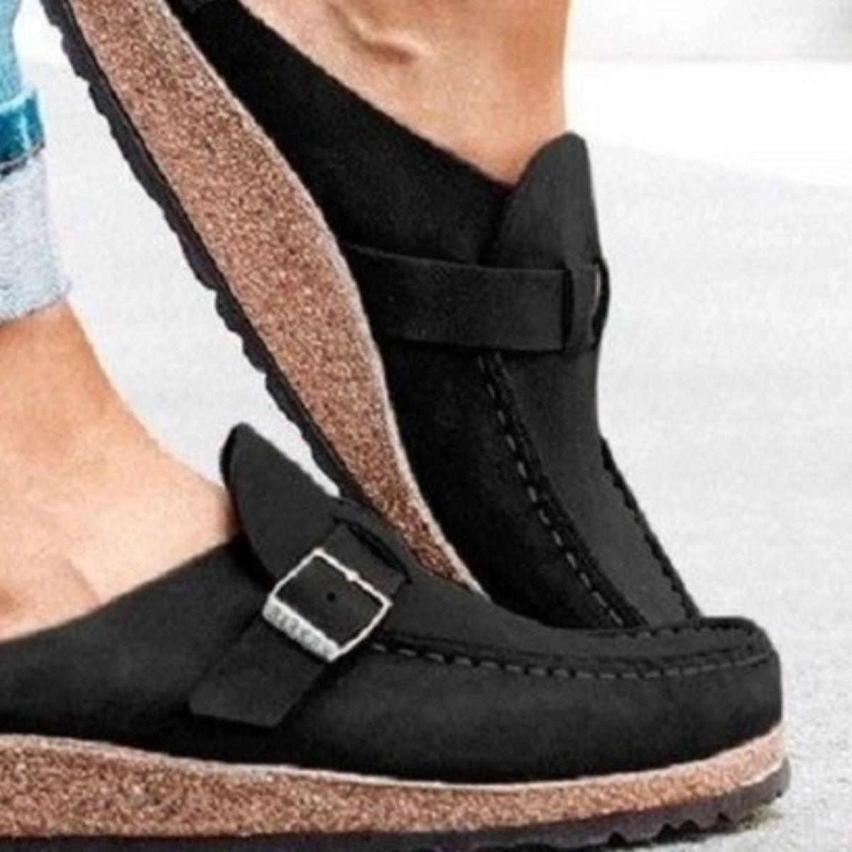 Round Toe Buckle Loafers