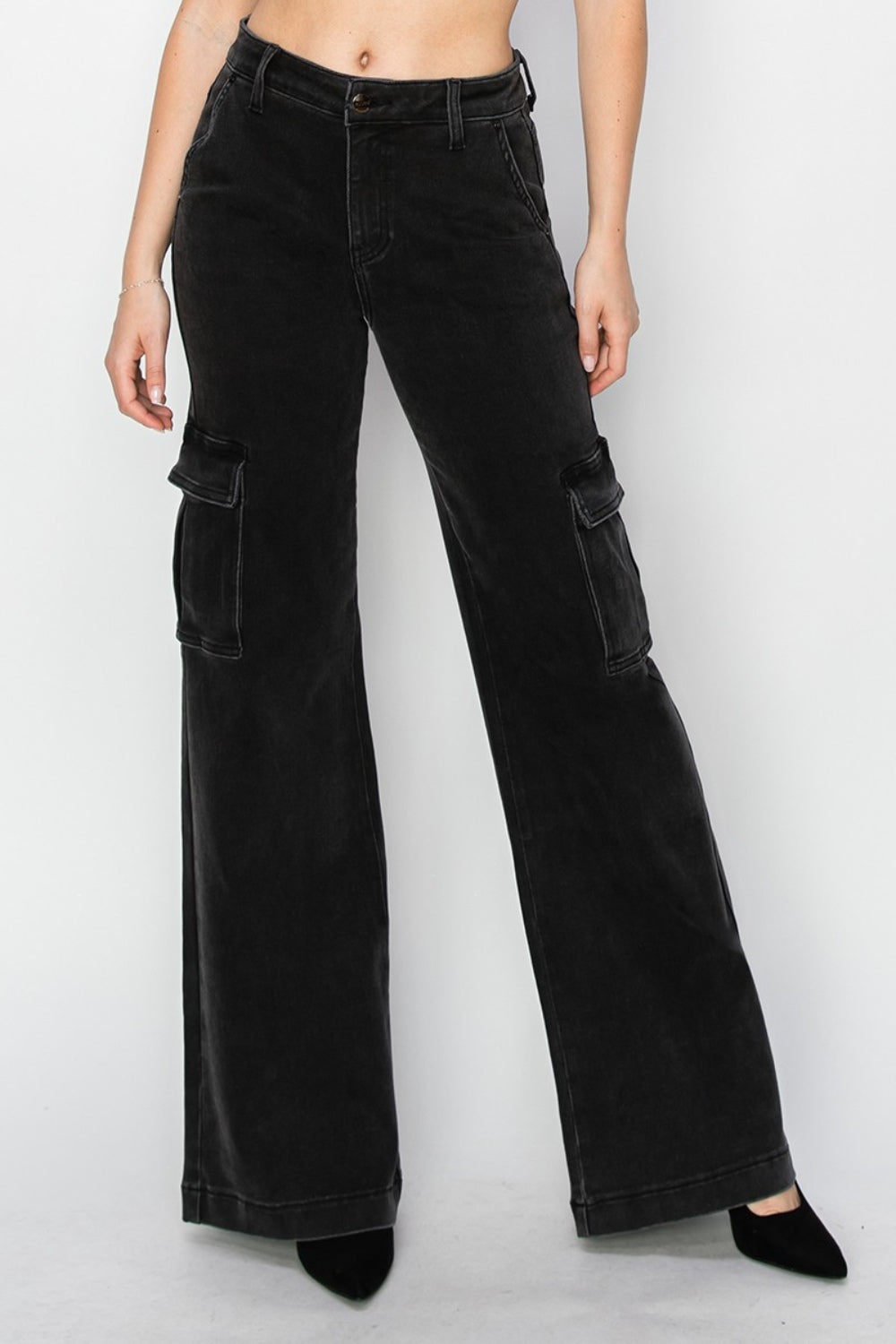 Risen  High Rise Wide Leg Cargo Jeans