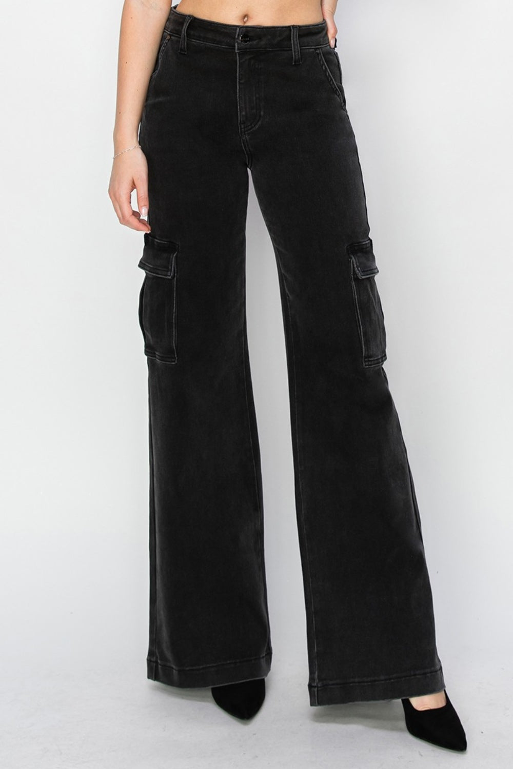 Risen  High Rise Wide Leg Cargo Jeans