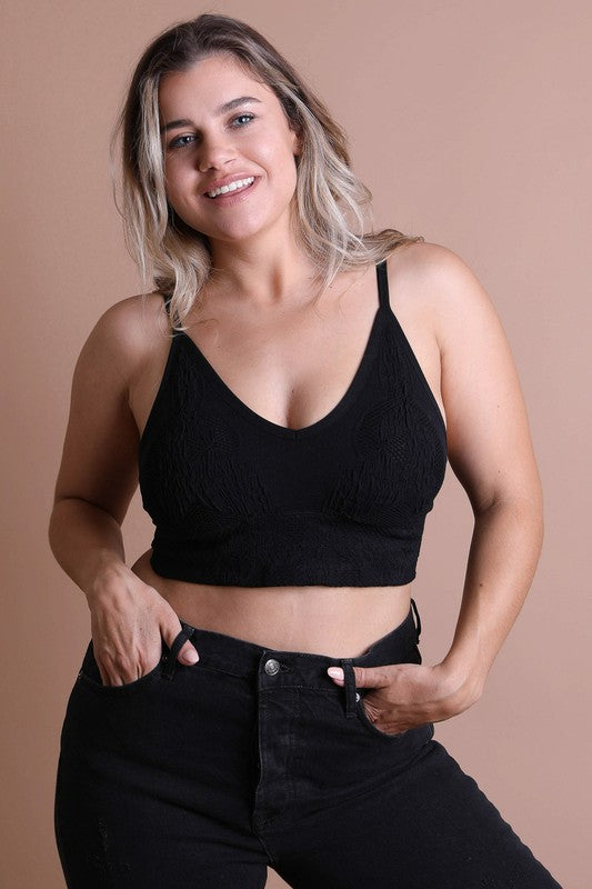 Seamless Padded Textured Brami- Plus Size