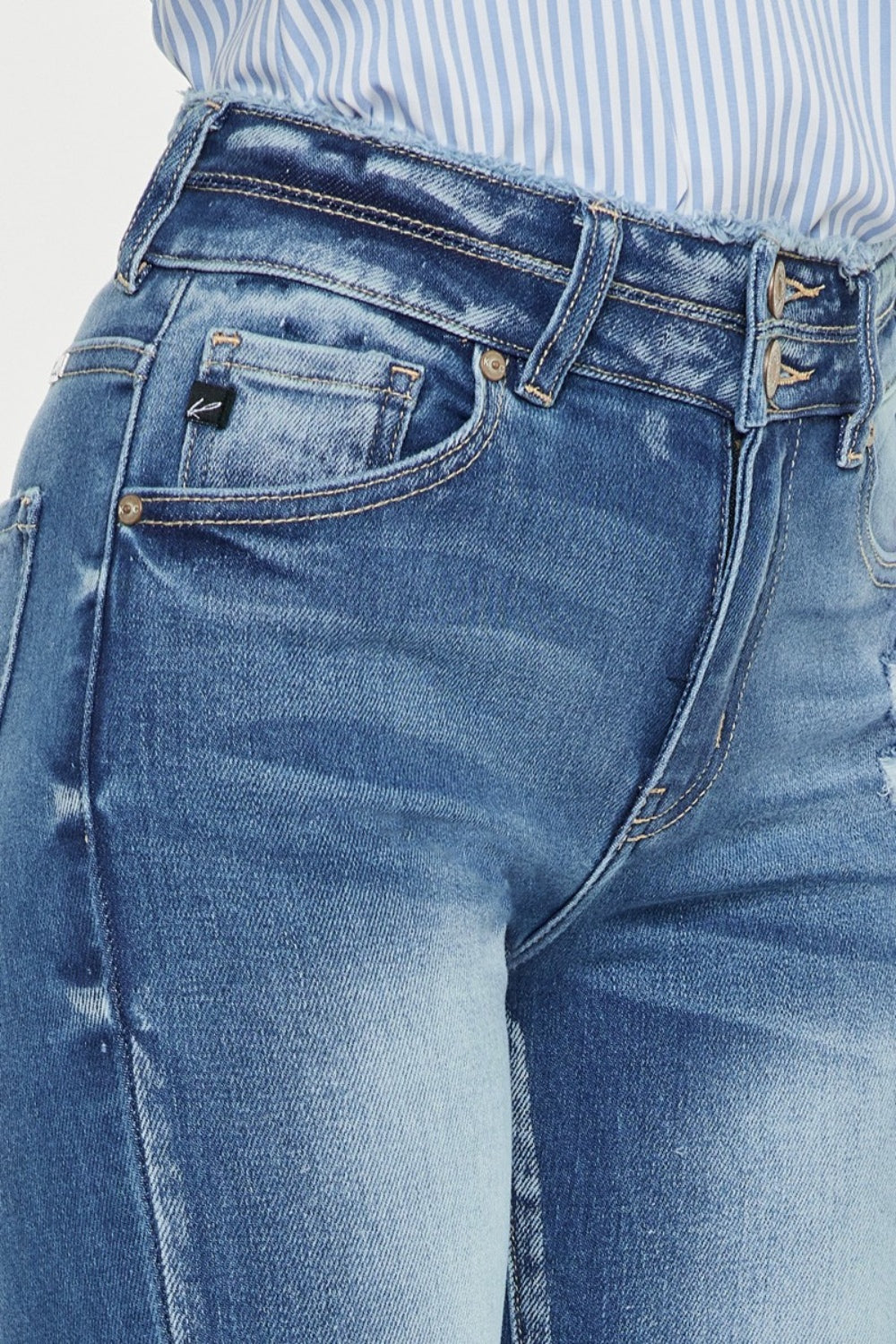 KanCan Distressed Raw Hem High Waist Jeans
