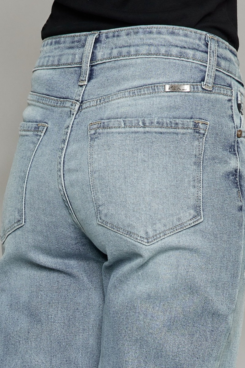 KanCan High Waist Raw Hem Cropped Wide Leg Jeans