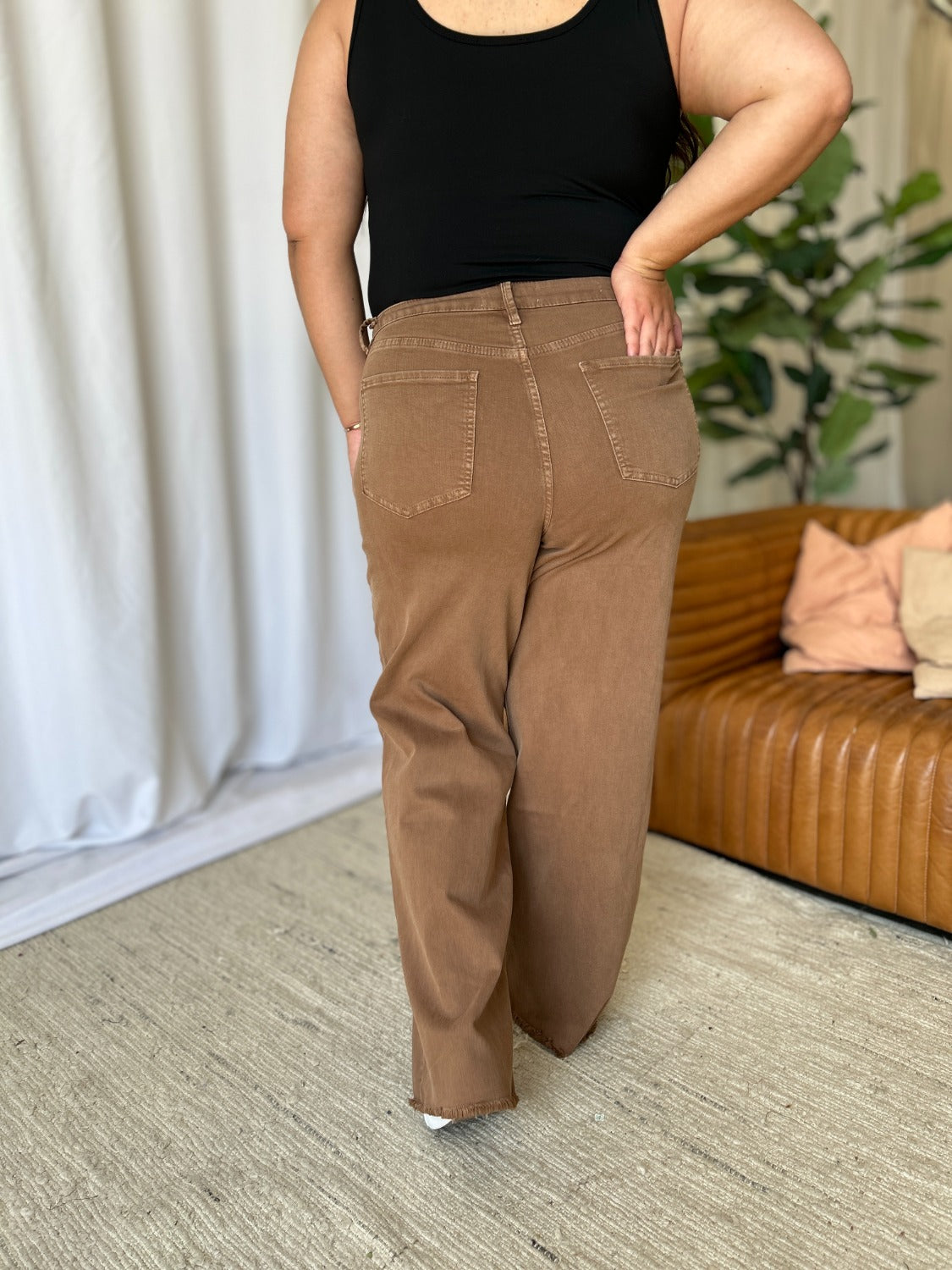 RFM High Rise Garment Dyed Wide Leg Jeans