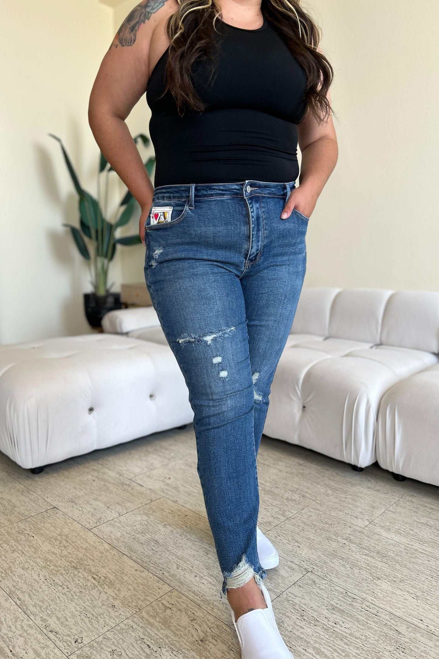 Judy Blue Queen of Hearts Coin Pocket BF Jeans