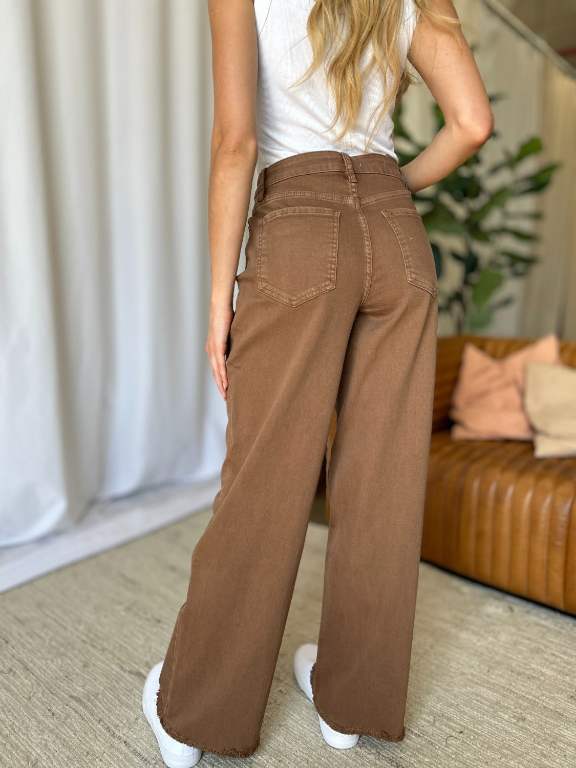 RFM High Rise Garment Dyed Wide Leg Jeans