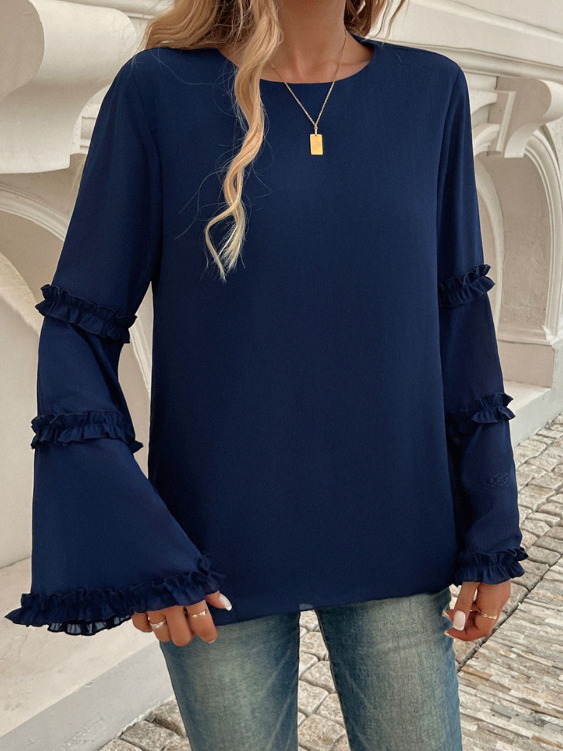 Devine Frill Long Sleeve Top
