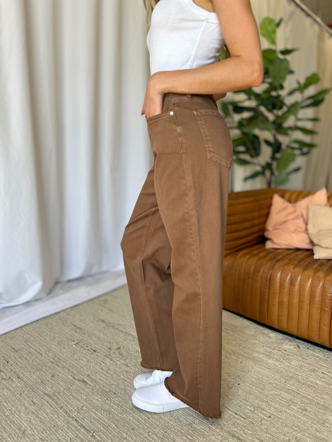 RFM High Rise Garment Dyed Wide Leg Jeans