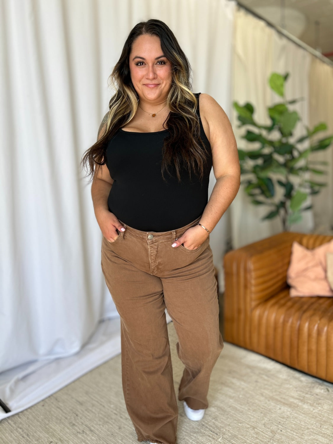 RFM High Rise Garment Dyed Wide Leg Jeans