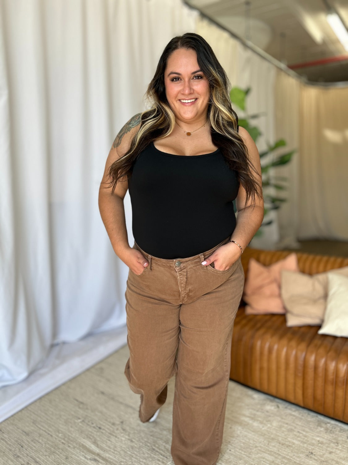 RFM High Rise Garment Dyed Wide Leg Jeans