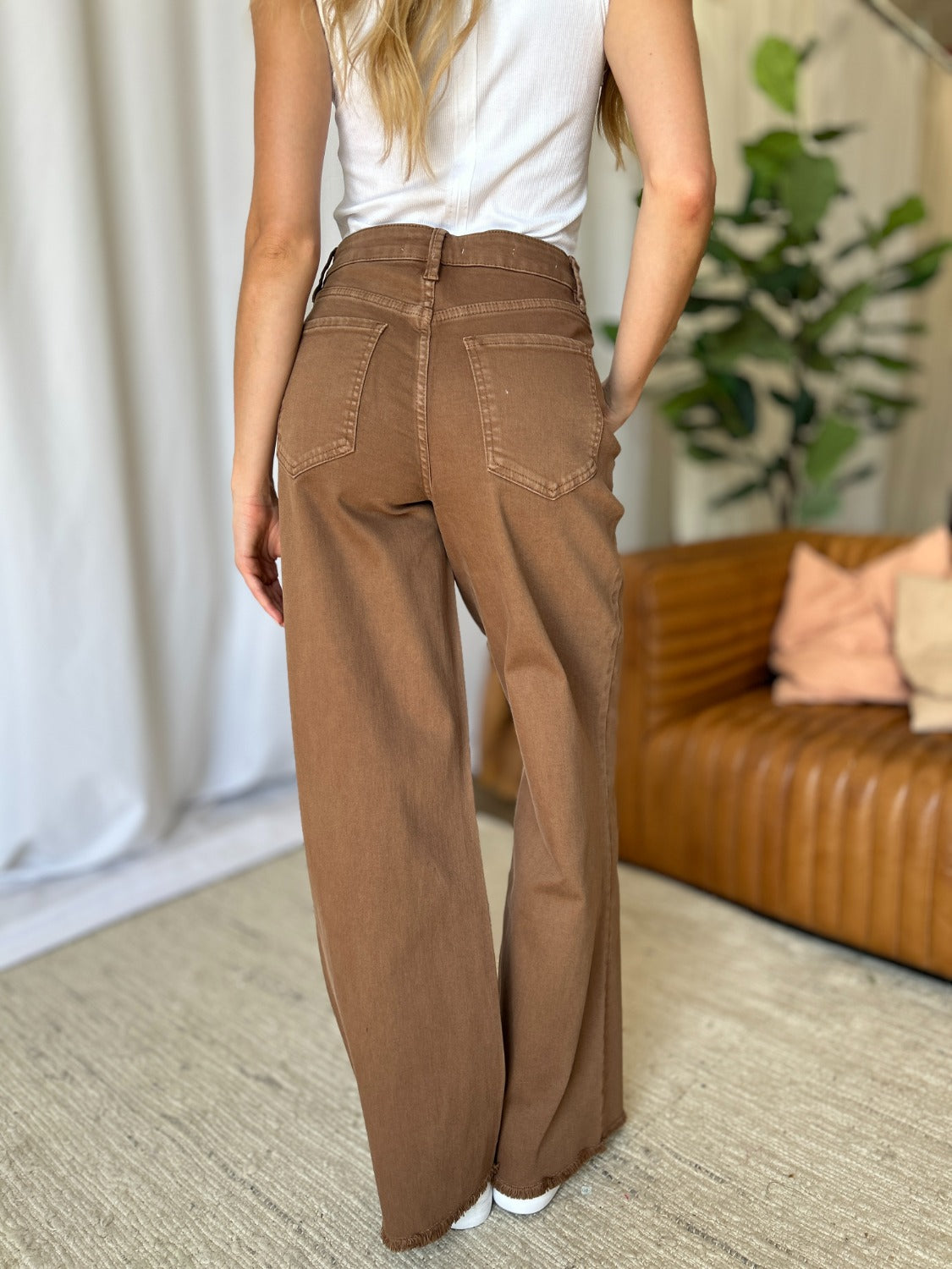 RFM High Rise Garment Dyed Wide Leg Jeans