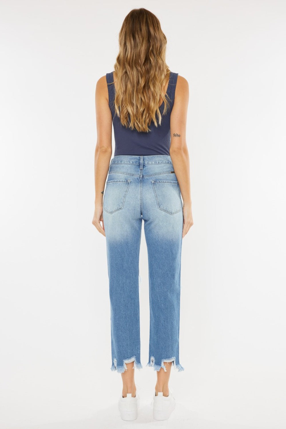 KanCan High Waist Chewed Up Straight Mom Jeans