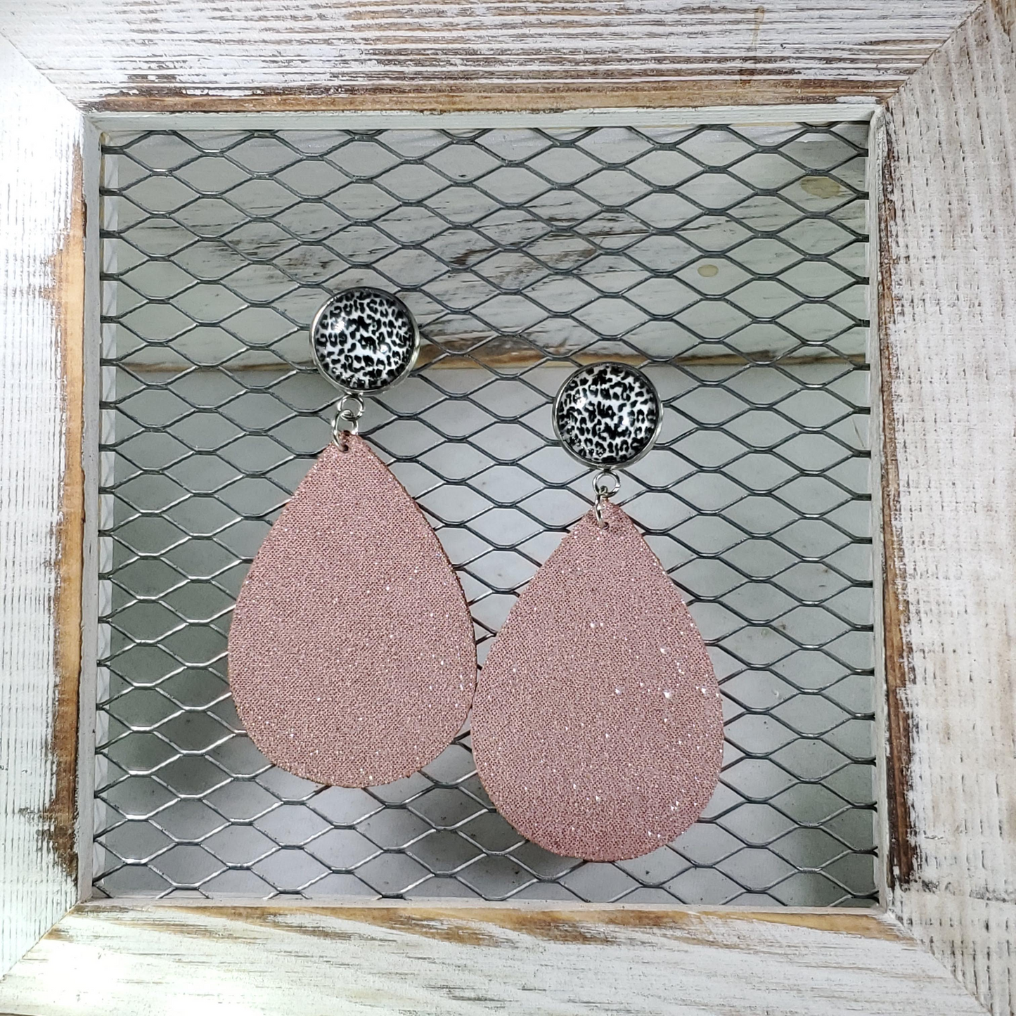 Pink Dazzle Leather Earrings