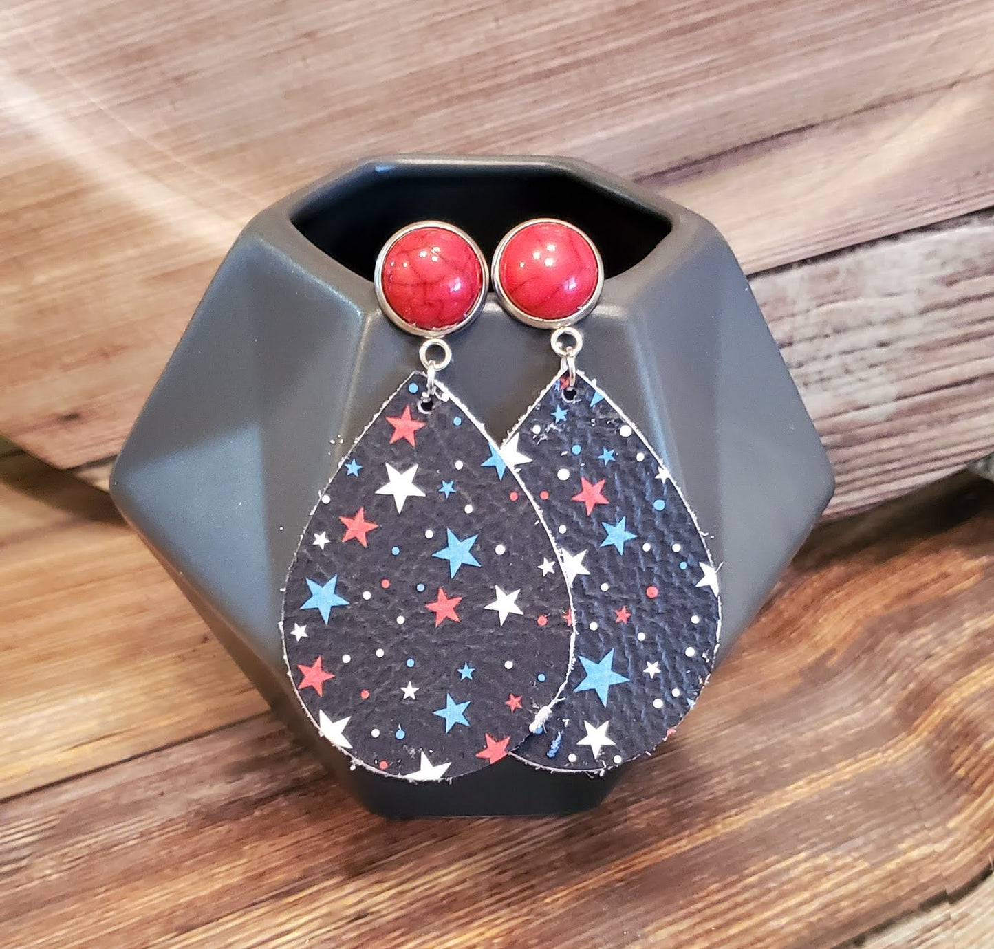 Patriotic Leather Earrings