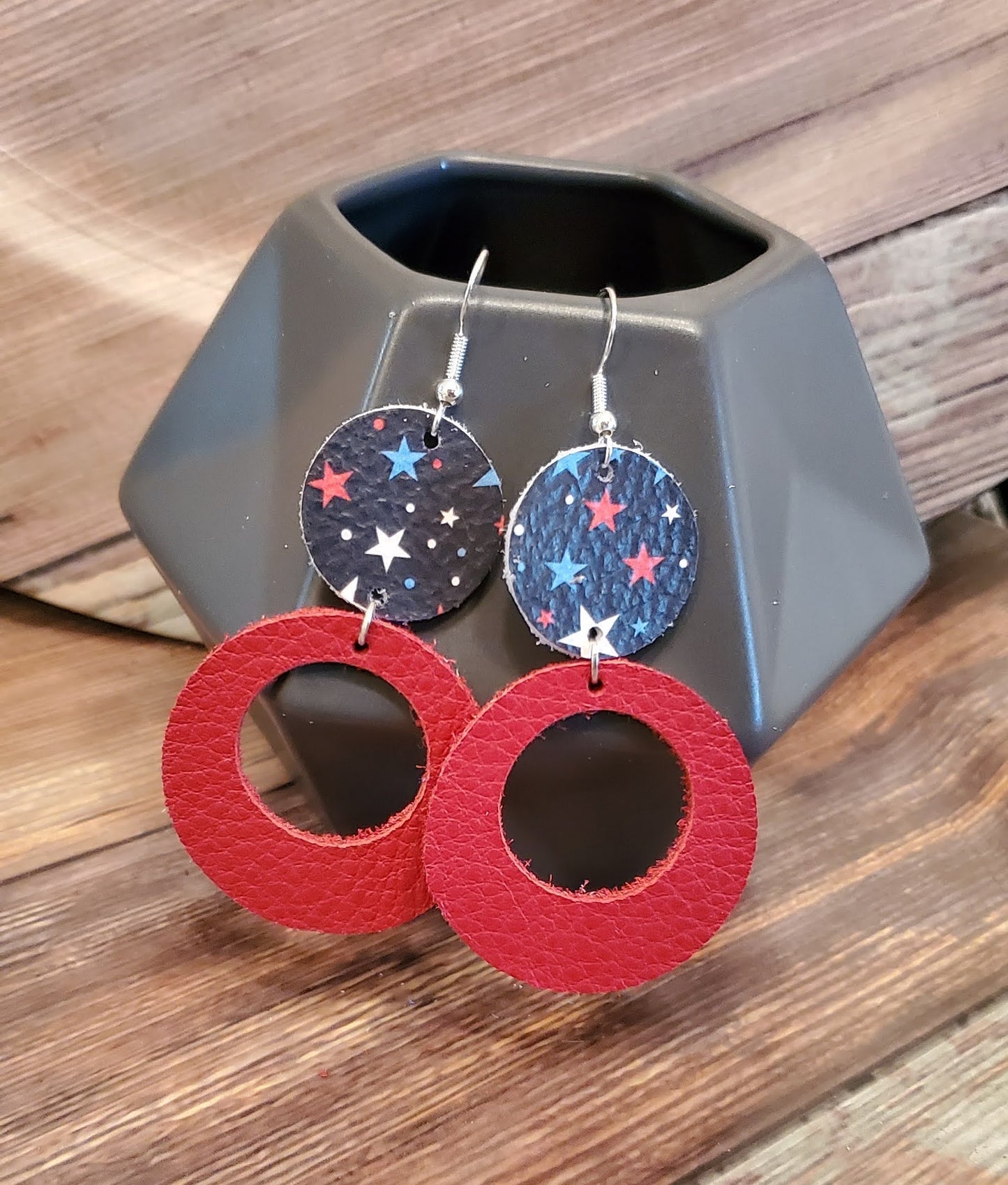 Patriotic Leather Earrings