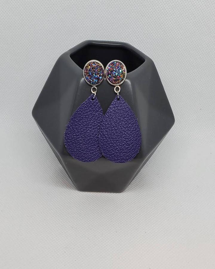 Purples with Flair Leather Earrings