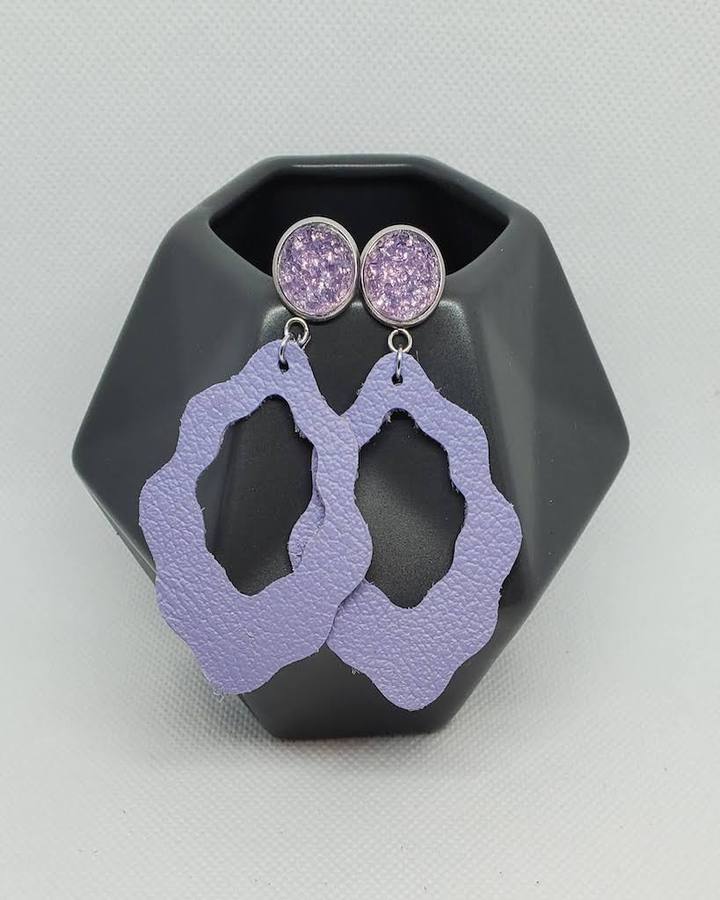 Purples with Flair Leather Earrings