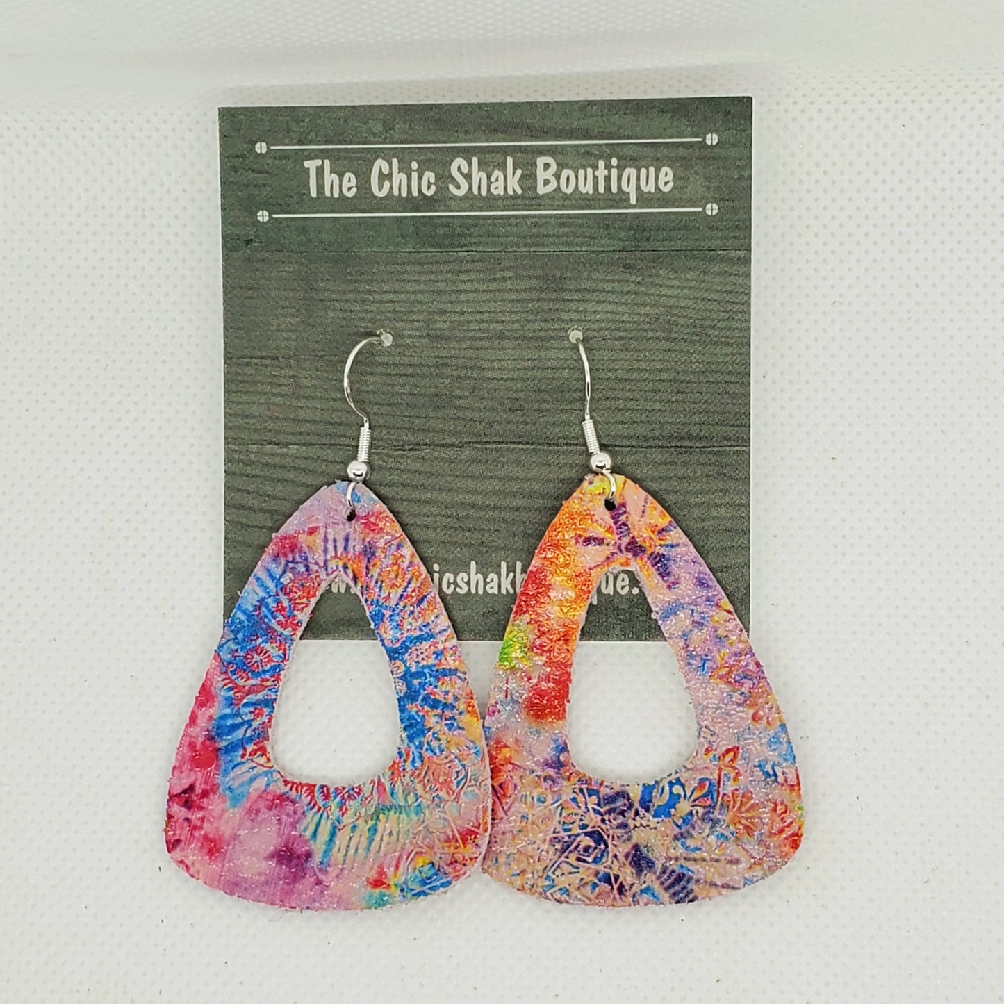 Pink Tie Dye Leather Earrings