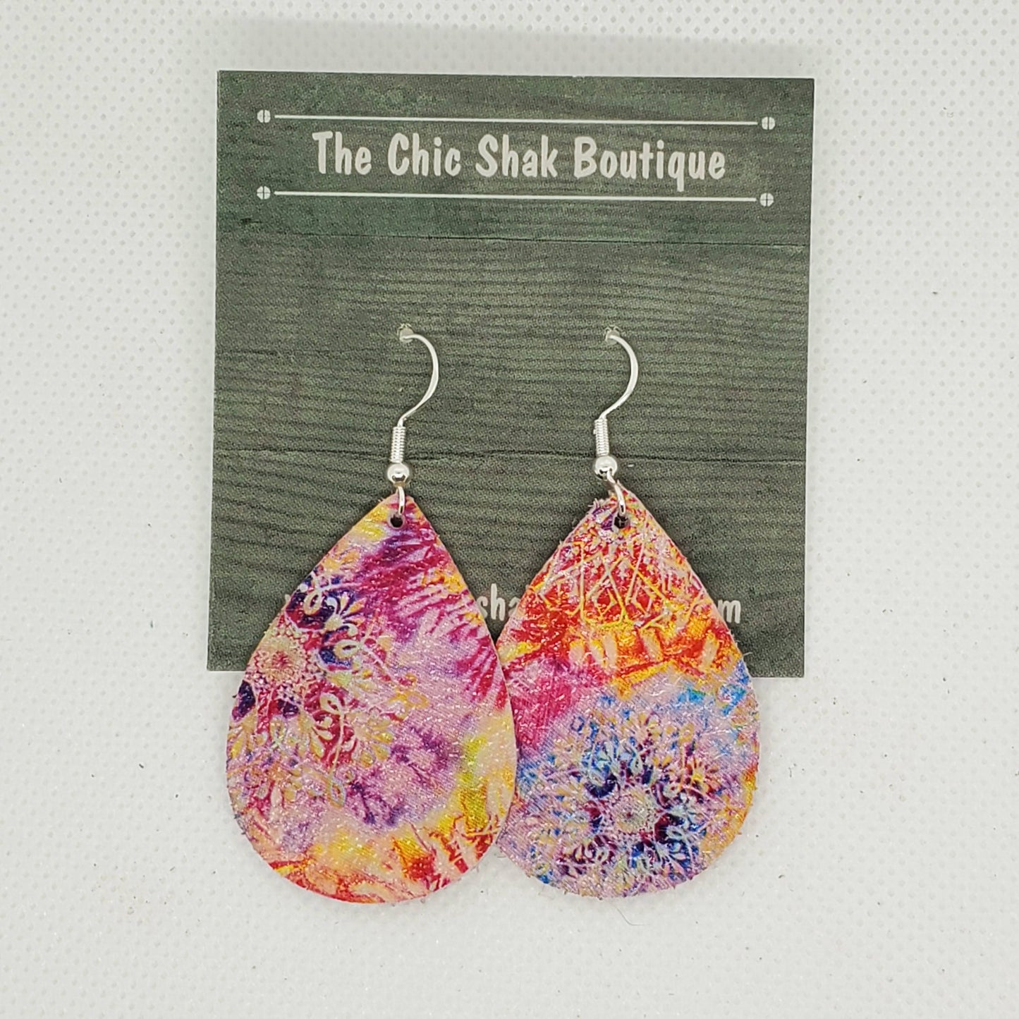 Pink Tie Dye Leather Earrings