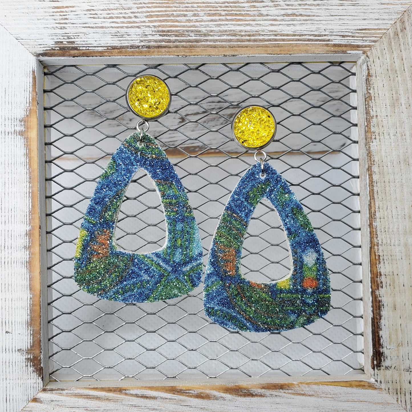 Stained Glass Leather Earrings