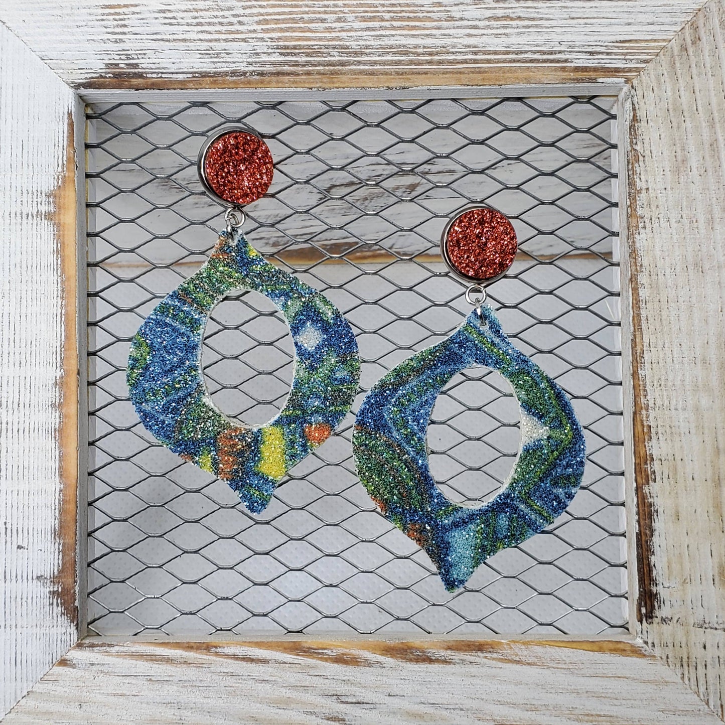 Stained Glass Leather Earrings