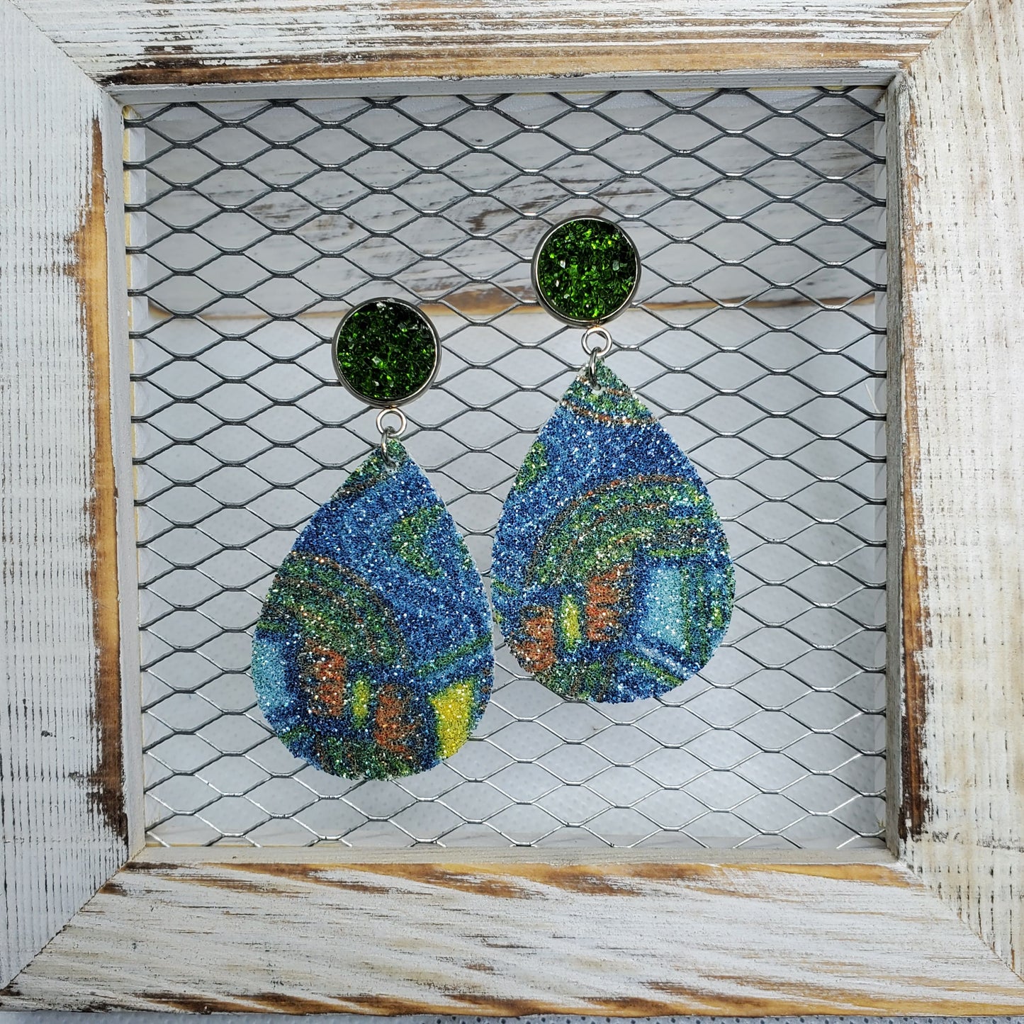 Stained Glass Leather Earrings